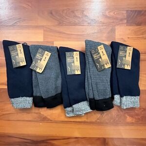 Lamb's Wool Socks Blue /Dark Gray Men's Size 10-13 (5 Pairs)